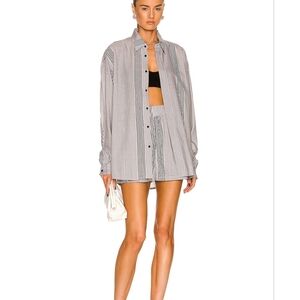 RtA Inez striped mid-rise woven shorts